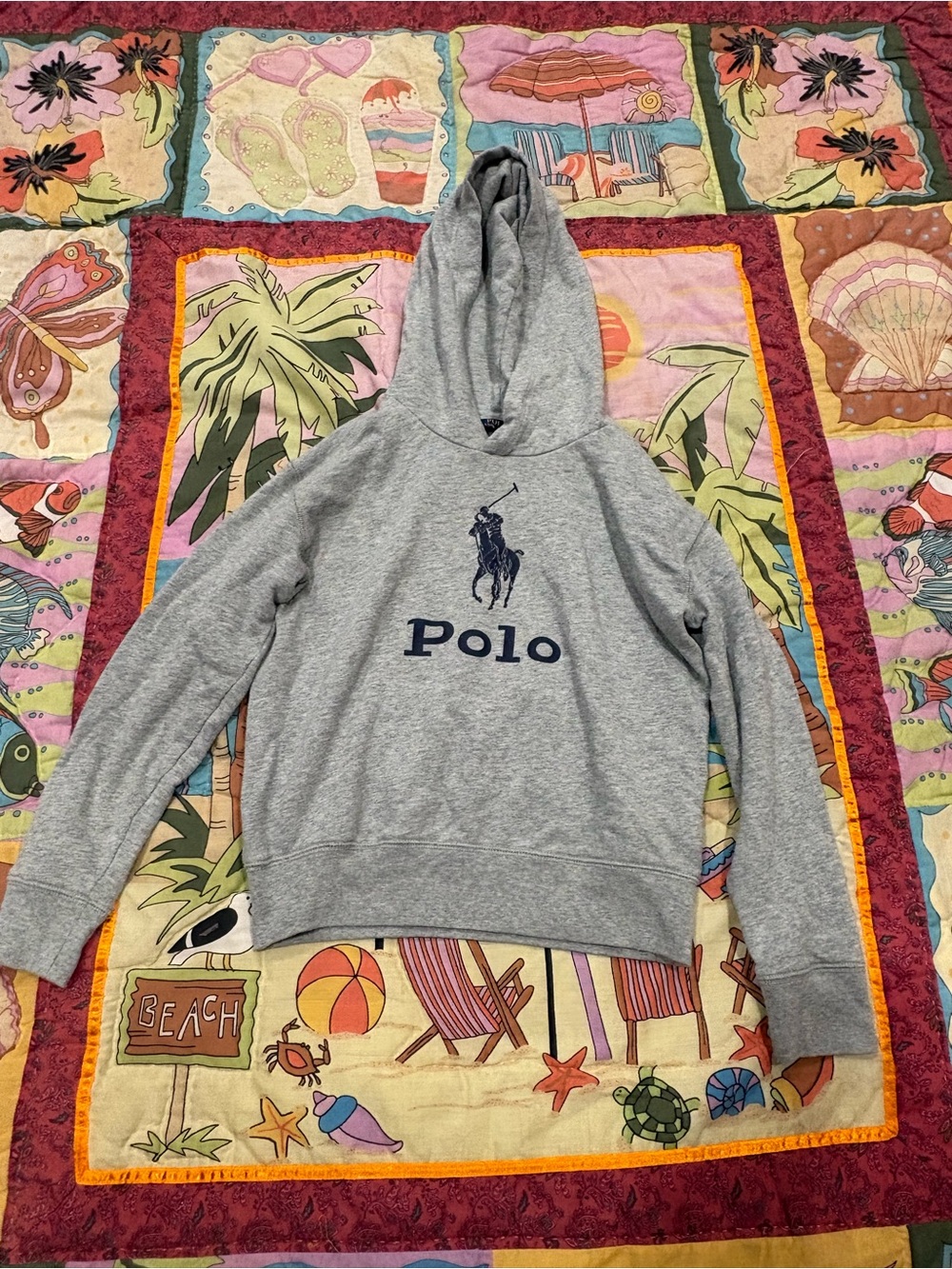#2. Polo by Ralph Lauren Gray Logo Hoodie - kids  Pullover Sweater
Size 12-14